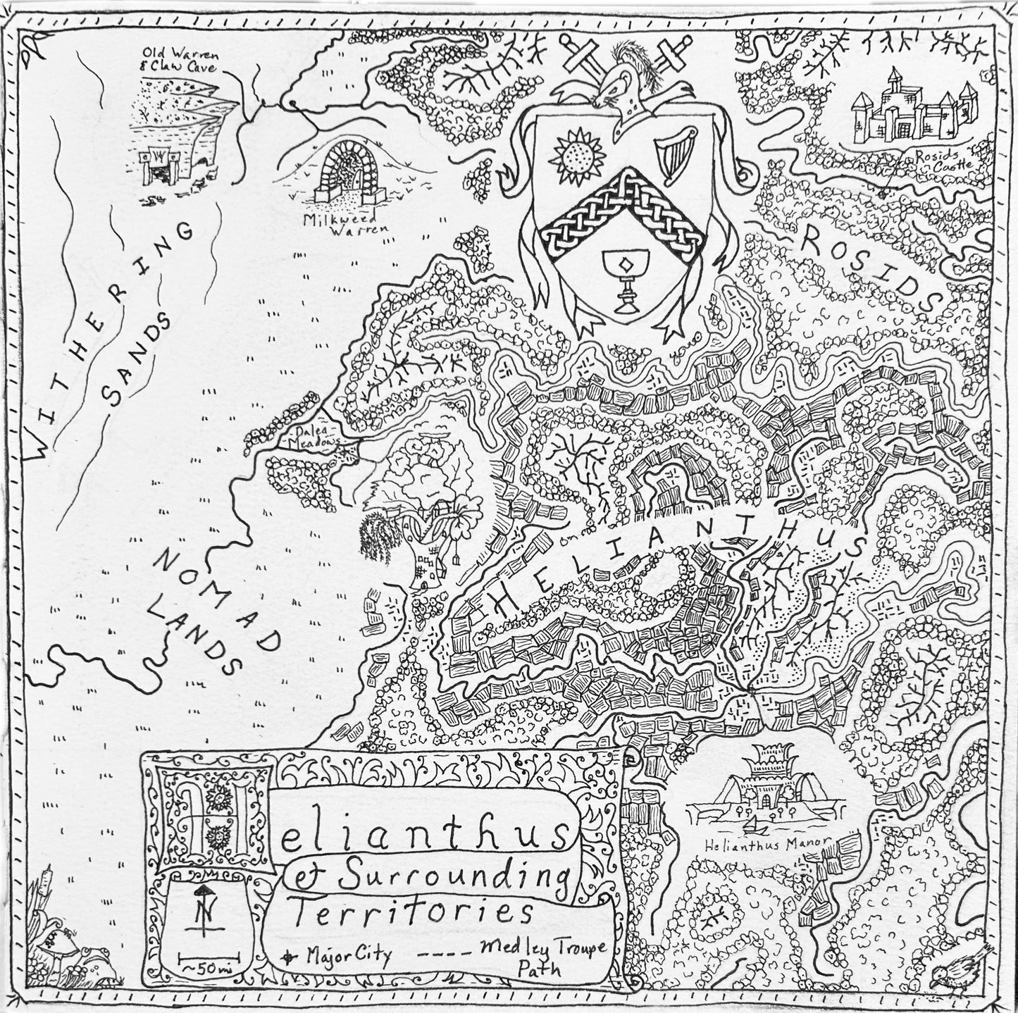 The Ballad of the Badger King Maps (line art)