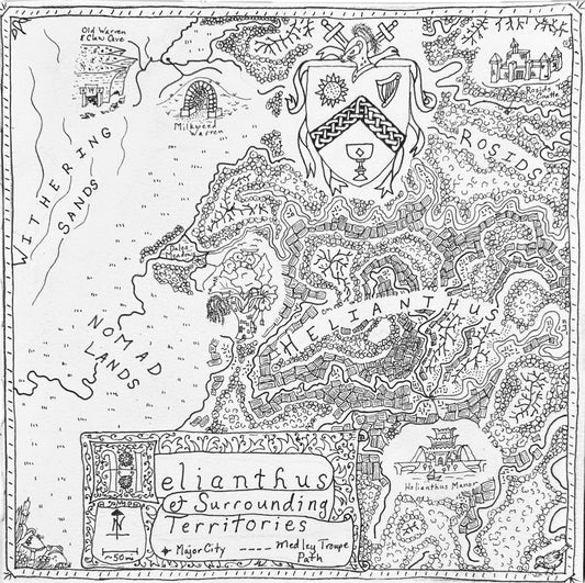 The Ballad of the Badger King Maps (line art)